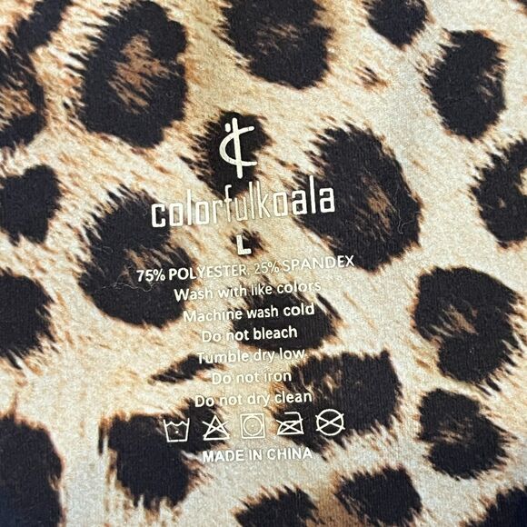 Colorful Koala Animal Print High Waist Leggings Large Leopard Activewear - Picture 3 of 4